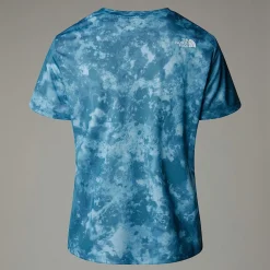 Clearance The North Face T-shirt Imprimé Flex Pour Femme Mallard Blue Micro Halfdome Print