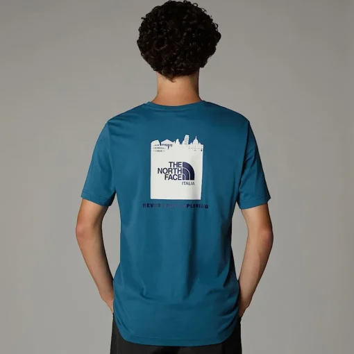 Best The North Face T-shirt Italy Redbox Pour Homme Mallard Blue - White Dune - Eagle Blue