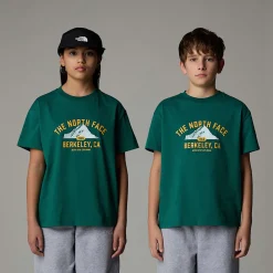New The North Face T-shirt Oversize Varsity Graphic Pour Enfant Evergreen