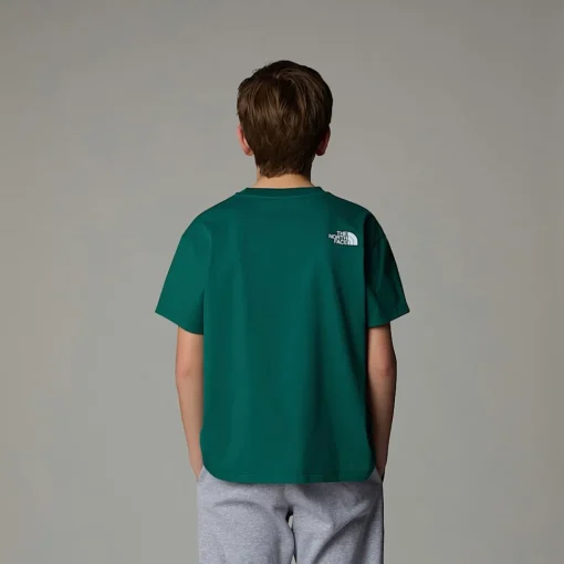 New The North Face T-shirt Oversize Varsity Graphic Pour Enfant Evergreen