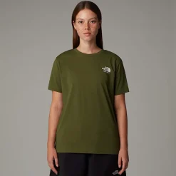 Best The North Face T-shirt UK Redbox Pour Femme Terrarium Green - White Dune -Beetroot