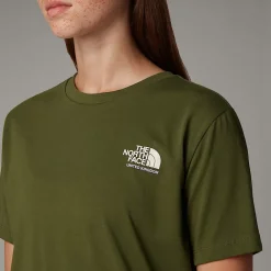 Best The North Face T-shirt UK Redbox Pour Femme Terrarium Green - White Dune -Beetroot