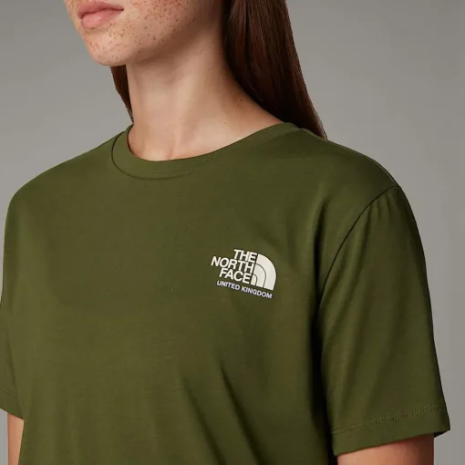 Best The North Face T-shirt UK Redbox Pour Femme Terrarium Green - White Dune -Beetroot