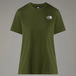 Best The North Face T-shirt UK Redbox Pour Femme Terrarium Green - White Dune -Beetroot