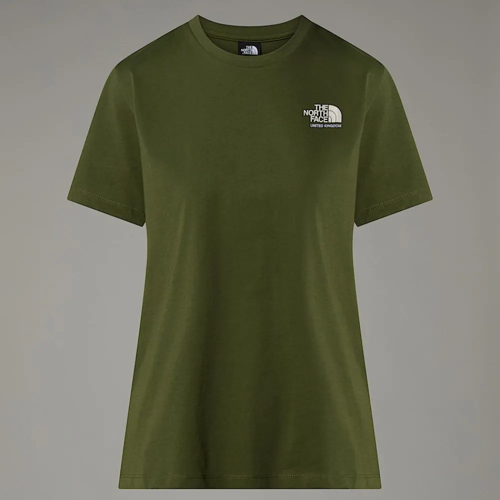 Best The North Face T-shirt UK Redbox Pour Femme Terrarium Green - White Dune -Beetroot