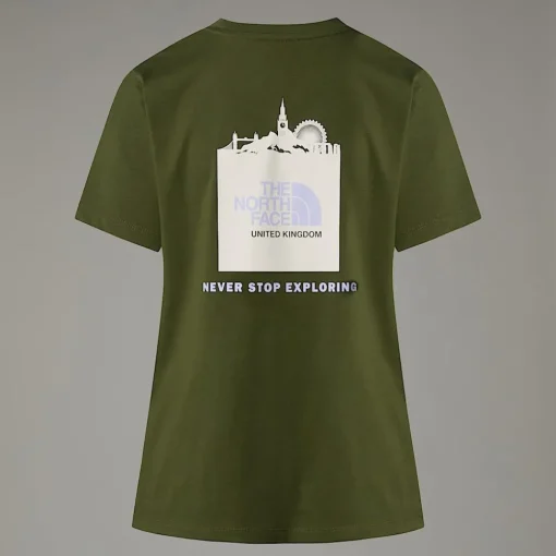 Best The North Face T-shirt UK Redbox Pour Femme Terrarium Green - White Dune -Beetroot