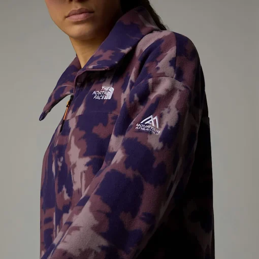 Cheap The North Face Veste à Col Zippé Imprimée Mountain Athletics Pour Femme Midnight Mauve Painted Mountains Print